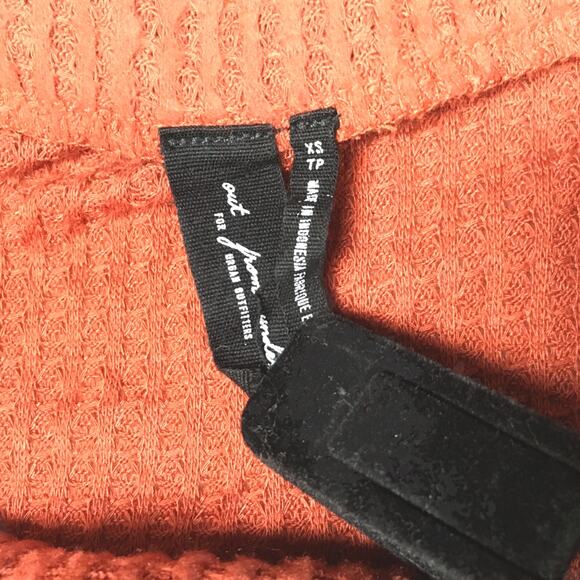 UO Out From Under Carlee Thermal Sweater Top Cowl Neck Orange Long Sleeve XS - Picture 3 of 12